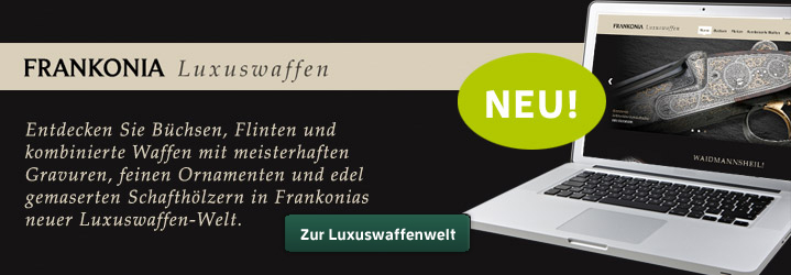 Entdecken Sie Büchsen, Flinten und kombinierte Waffen mit meisterhaften Gravuren, feinen Ornamenten und edelen Schafthölzern in Frankonias neuer Luxuswaffen-Welt.